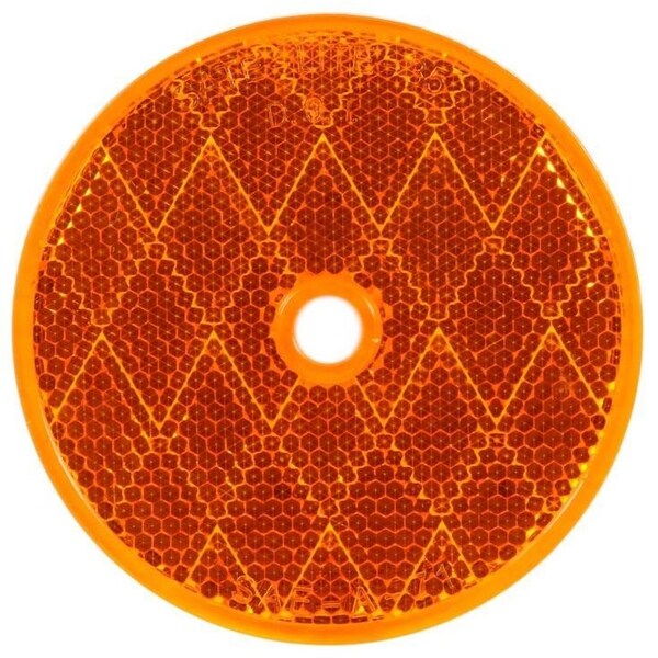 Truck-Lite 3in. Round, Yellow, Reflector, 1 Screw/Nail/Rivet - 98006Y