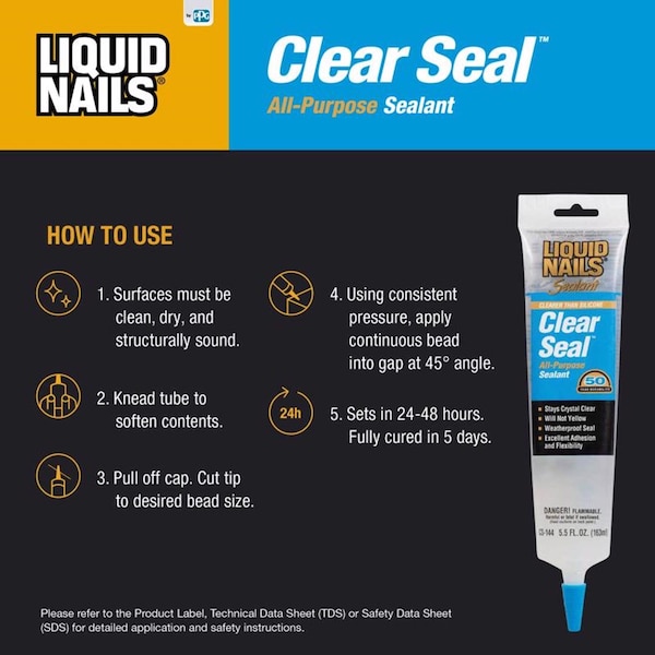 Liquid Nails Liquid Nails Low Strength Rubber Clear Sealant 5.5 oz - CS144 5.5-OZ