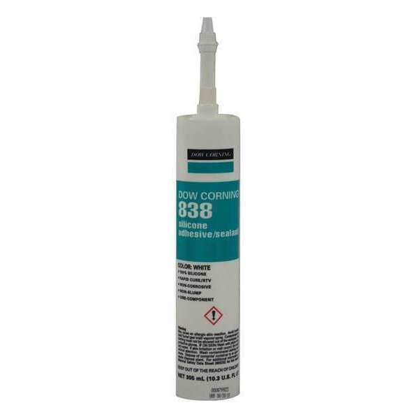 Dowsil Silicone Adhesive Sealant, 10 oz, Cartridge, White, Silicone Base, 838 - 2227819