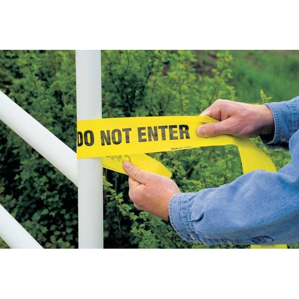 Zoro Select Barricade Tape, Caution Chemical Hazard, Red/Yellow, 3 in Wide x 500 ft Length, Polypropylene - BTR-05-5