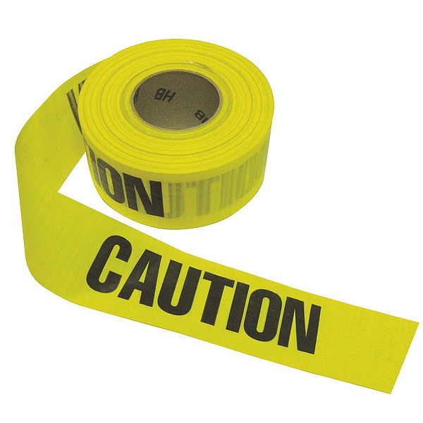 Zoro Select Barricade Tape, Caution Chemical Hazard, Red/Yellow, 3 in Wide x 500 ft Length, Polypropylene - BTR-05-5