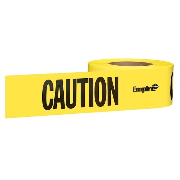 Empire Level Barricade Tape, 1000 ft L, 3 in W, CautionCuidado, Yellow Background - 77-1002