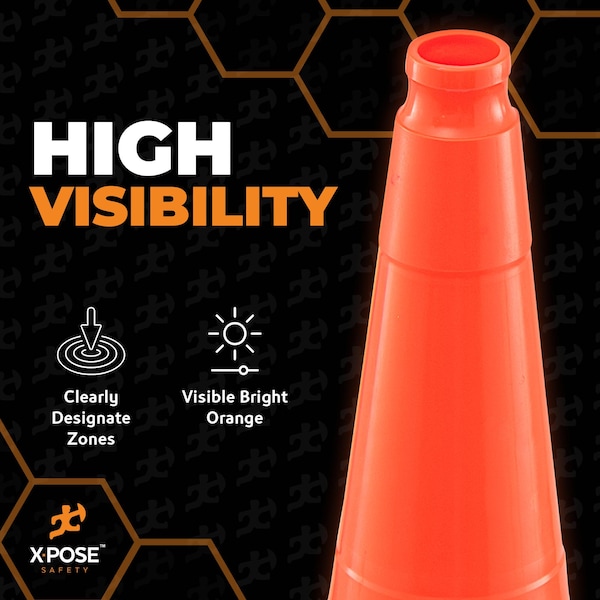 Xpose Safety Traffic Cone, PVC, 36" Height, Orange - OTC36-12-X
