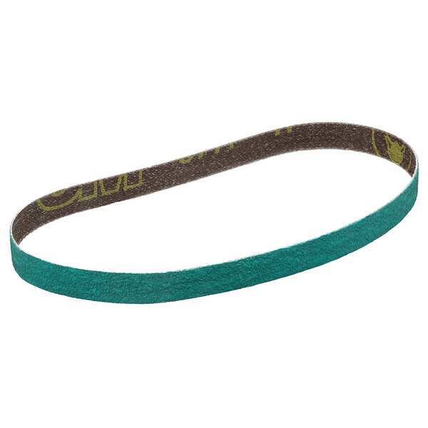 3M Sanding Belt, 1/2 in W, 18 in L, Coated, Zirconia Alumina, 60 Grit, Not Applicable, 577F, Green - 7100069158