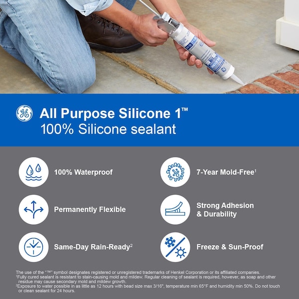 Silicone I GE Window & Door Clear Silicone 1 Window and Door Caulk Sealant 10.1 oz - 2795576