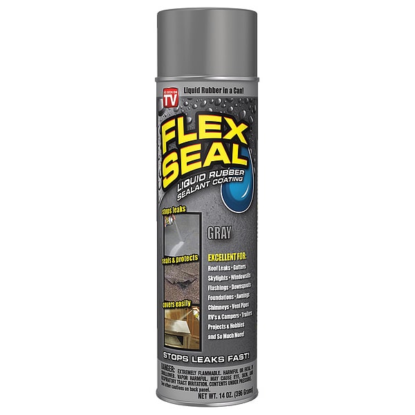 Flex Seal Leak Sealer, 14 oz, Aerosol, Gray, Rubber Base - FSGRYR20