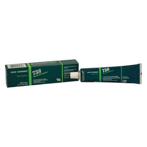 Dowsil Silicone Sealant, 3 oz, Tube, White, Silicone Base, 738 - 19149101