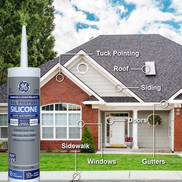Silicone I GE Window & Door White Silicone 1 Window and Door Caulk Sealant 10.1 oz - 2749483