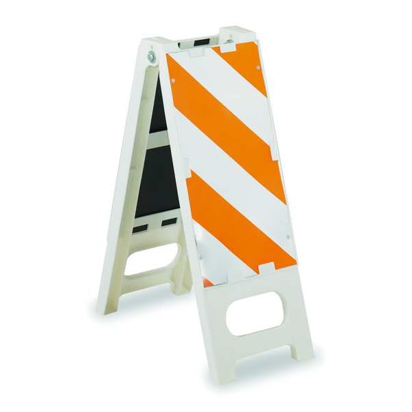 Zoro Select N-Cade Barricade, Polypropylene/Steel, Engineer, 44 in Height, 44 in Length, 14 lb, Orange/White - 97-01-007