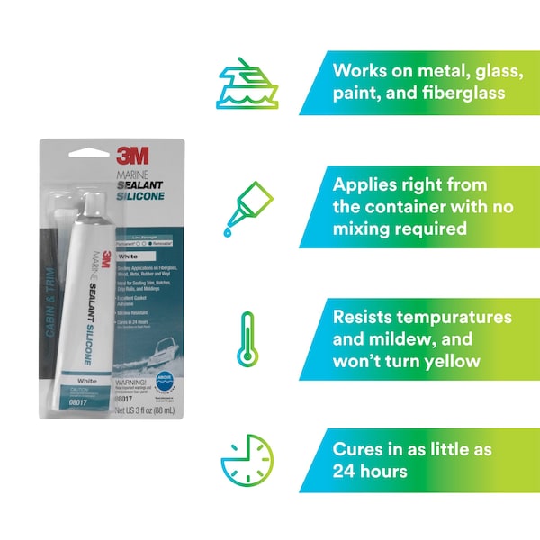 3M Non-Shrinking Polyurethane Adhesive Sealant, 3 oz, White, Temp Range -40 to 190 Degrees F - 05220