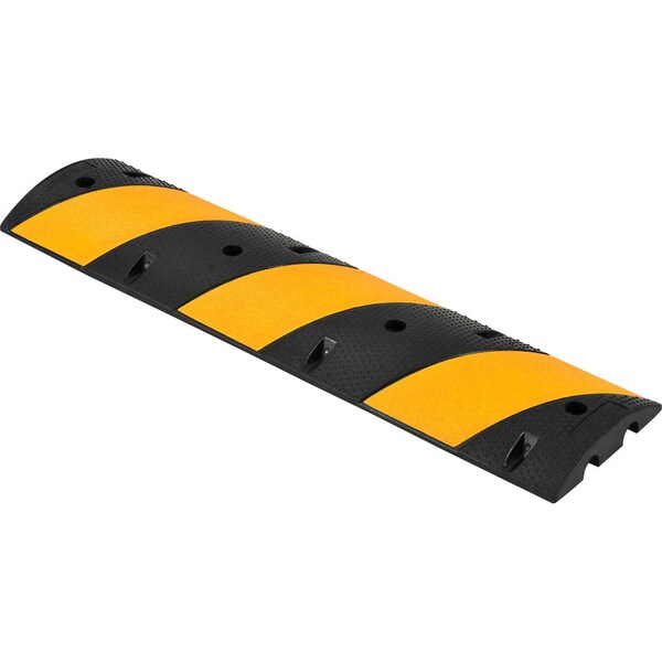 Global Industrial Portable Speed Bump, Uv Black Rubber, 2-9/25 in Height, 48 in Length, Black/Yellow - 670528