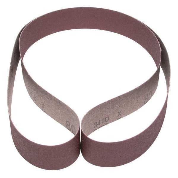 3M Sanding Belt, 1 1/2 in W, 60 in L, Coated, Aluminum Oxide, 80 Grit, Not Applicable, 341D, Brown - 7010326156