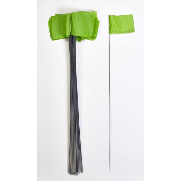 Mutual Industries 2.5X3.5X21" Green Wire Marking Flags, 1000C - 15901-39-21