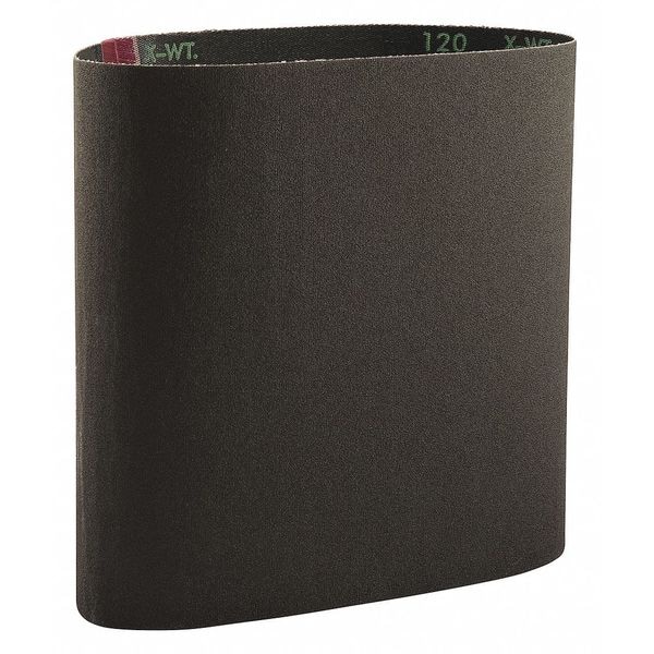 Norton Abrasives Sanding Belt, 8 in W, 19 in L, Coated, Aluminum Oxide, P120 Grit, Medium, Neon R766X, Black - 66261104951