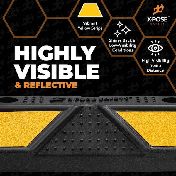 Xpose Safety Parking Stopper for Garage, 22 Heavy Duty, Yellow Reflective Strips, 2-PK - PBSY-2-2-X
