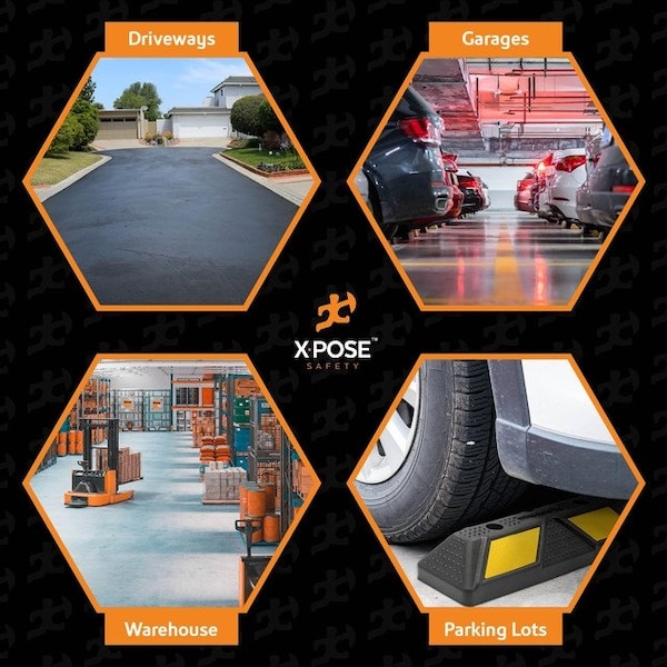 Xpose Safety Parking Stopper for Garage, 22 Heavy Duty, Yellow Reflective Strips, 2-PK - PBSY-2-2-X