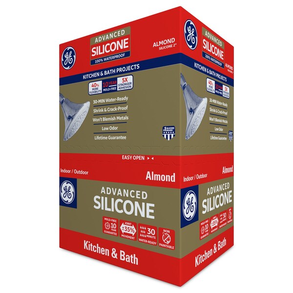 Silicone Ii GE Advanced Almond Silicone 2 Kitchen and Bath Caulk Sealant 10.1 oz - GE5060