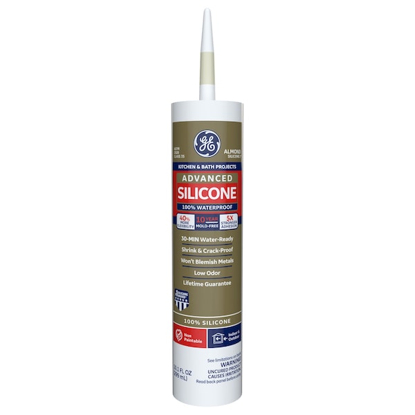 Silicone Ii GE Advanced Almond Silicone 2 Kitchen and Bath Caulk Sealant 10.1 oz - GE5060