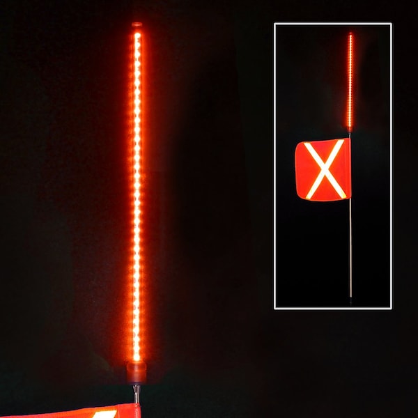 Safetywhips Warning Whip LED Whip Light, Red, Break Resistant Polycarbonate Plastic, 26 Length - SCM-R