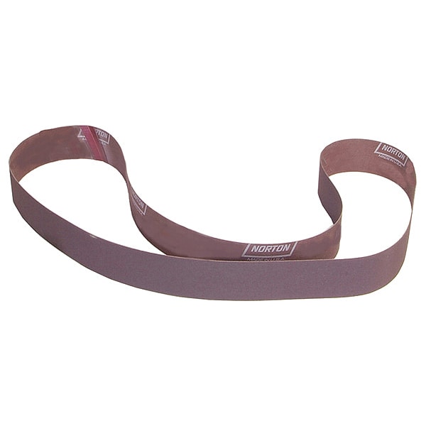 Norton Abrasives Sanding Belt, 2 in W, 72 in L, Coated, Aluminum Oxide, 100 Grit, Medium, R228 Metalite, Brown - 78072723235