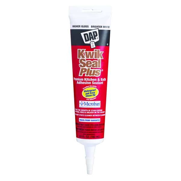 Dap Acrylic Latex Sealant, 6 oz, Tube, White, Acrylic Latex Base, Kwik Seal Plus - 18526
