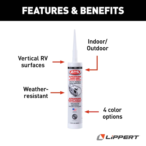 Lippert 5160 WHITE ALPHATHANE NON-SAG SM - 9.8 OZ TUBE - 862162