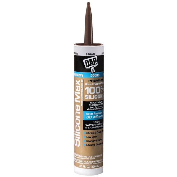 Dap Sealant, 10 oz, Cartridge, Brown, Silicone Base, Silicone Max - 7079808788