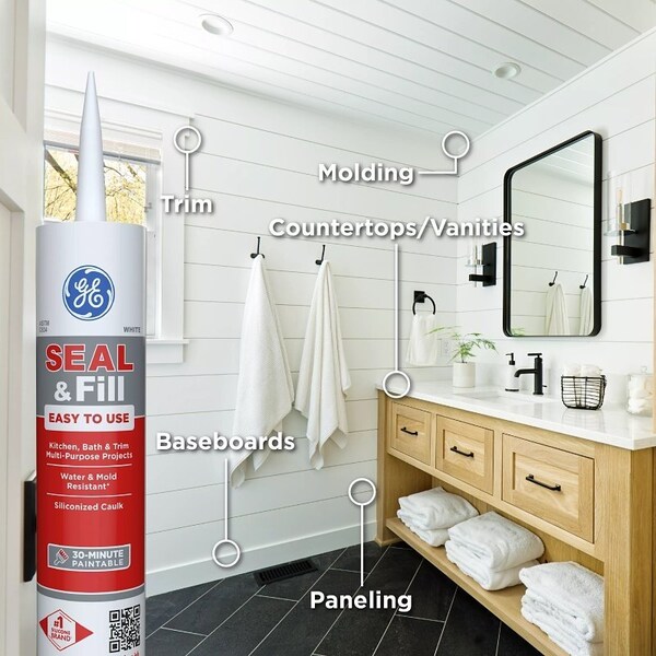 Ge GE14209 Adhesive Caulk, White, 24 hr Curing, 101 oz Cartridge - 2733583
