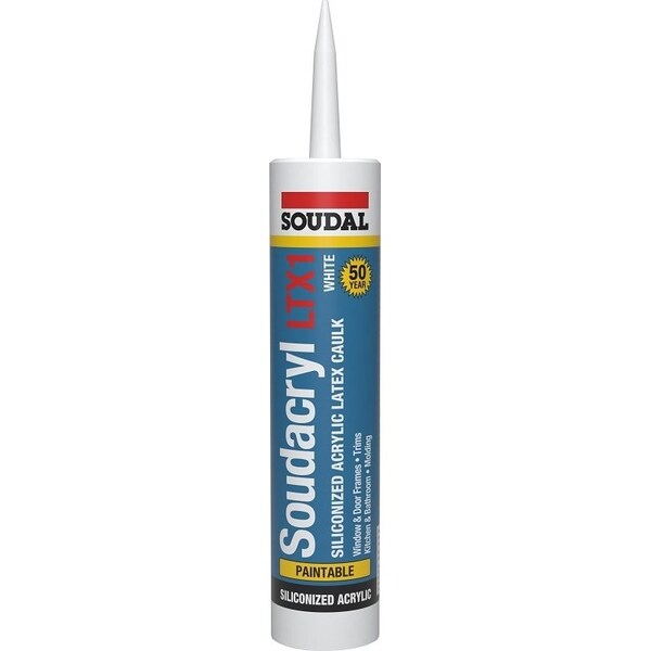 Soudal Soudacryl LTX1 5823521 Siliconized Acrylic Latex Caulk, White, 20 to 185 deg F - 146728