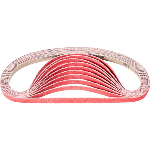 Pferd Coated Belt, Co-Cool, 1/2"x24", 40 Grit, 1/2" W, 24" L, Coated, Ceramic Oxide, 40 Grit - 49543