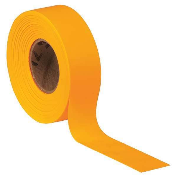 Zoro Select Flagging Tape, No Legend, Fluorescent Yellow, 1 3/16 in Wide x 150 ft Length, Vinyl, 5 mil - ARYG-200
