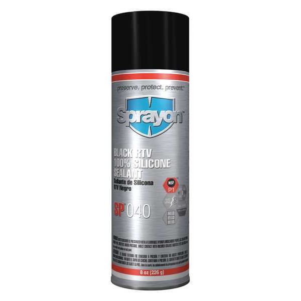 Sprayon Mildew and Water Resistant Silicone Sealant, 8 oz, Black, Temp Range 80 to 450 Degrees F - S00040000