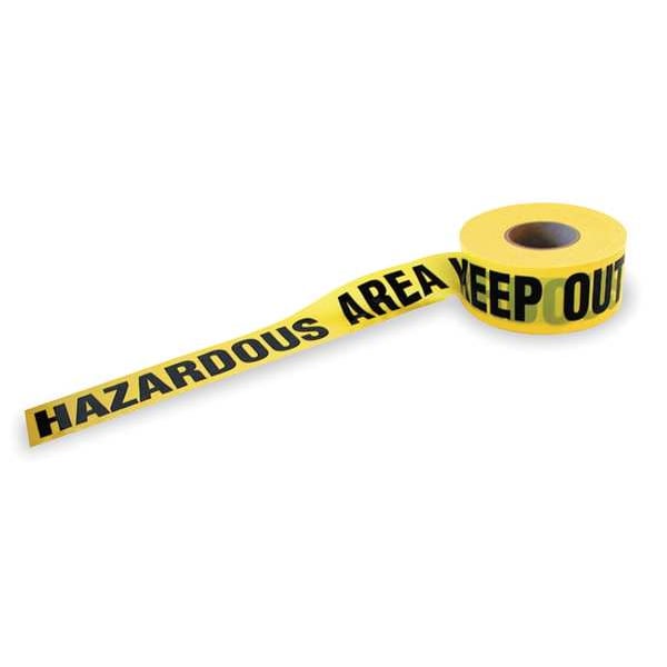 Zoro Select Barricade Tape, Hazardous Area Keep Out, 3 in Wide x 1000 ft Long, Polyethylene, 1.6 mil Thickness - 1N952