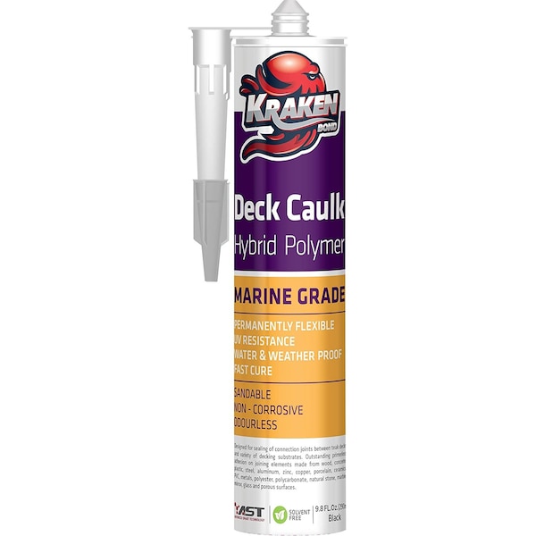 Krakenbond Krakenbond Deck Caulk - Hybrid Polymer Sealant - All Purpose Industrial Adhesive & Sealants, 9.8 oz, Black - KR804APS