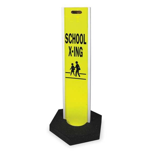 Zoro Select Barricade, Polypropylene, High Intensity Prismatic, 48 in Height, 8 in Length, 24 lb, Lime/White - 03-760LIPX-20G