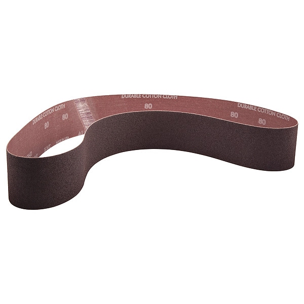 Norton Abrasives Sanding Belt, 2 1/2 in W, 48 in L, Coated, Aluminum Oxide, 80 Grit, Coarse, R228 Metalite, Brown - 78072721520