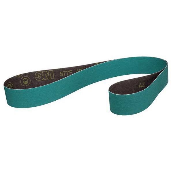 3M Sanding Belt, 2 1/2 in W, 60 in L, Coated, Zirconia Alumina, 60 Grit, Not Applicable, 577F, Green - 7010299047