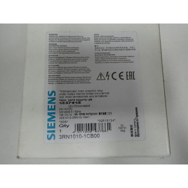 Siemens Sirius 3R Protección de motor 24V-CC Otro Relé - 3RN1010-1CB00