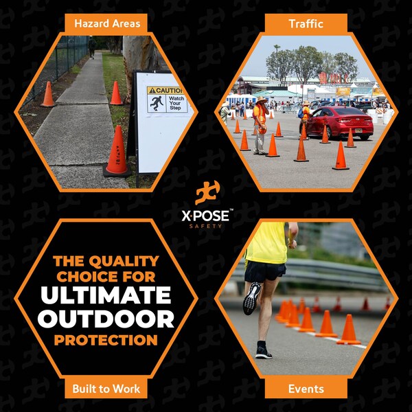 Xpose Safety Traffic Safety Cone, PVC, 12 in Height, 9 in Length, Orange - OTC12-HP440-X
