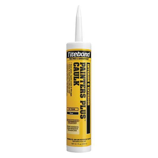 Titebond Caulk, 10.1 oz, Cartridge, Clear, Acrylic Latex Base, Painter's Plus - 8331