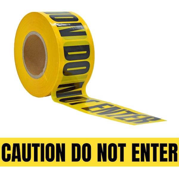 Wod Tape Barricade Tape, Black and Yellow, 3 inch Wide x Polyethylene, 3 mil - WOD BRC-CDNE-03000-8-1000-BY