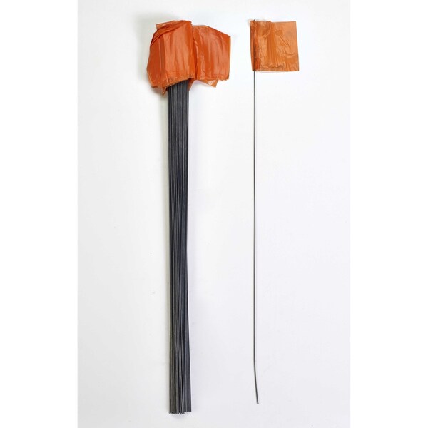 Mutual Industries 2.5" X 3.5" X 30" Wire Orange Flags, 100C - 15901-45-30