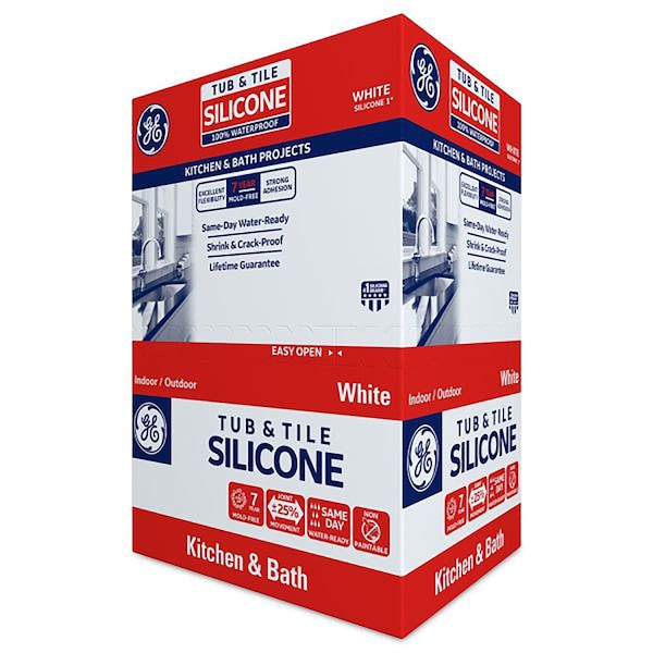 Silicone I GE Tub & Tile White Silicone 1 Tub and Tile Caulk Sealant 10.1 oz - 2749484