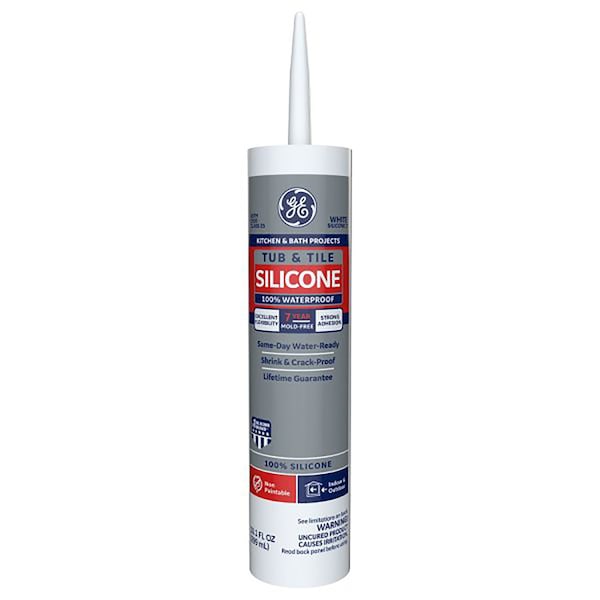 Silicone I GE Tub & Tile White Silicone 1 Tub and Tile Caulk Sealant 10.1 oz - 2749484