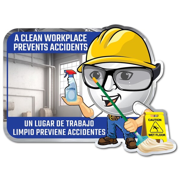Se-Kure View 23'' W X 15'' H ''A Clean Workplace Prevents Accidents'' Bilingual Mirror - BSM303-M