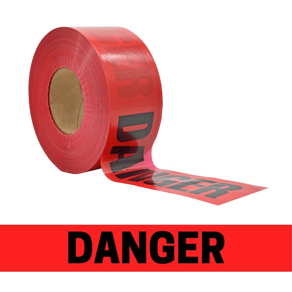 Wod Tape Barricade Tape, Black and Red, 3 inch Wide x Polyethylene, 3 mil - WOD BRC-DD-03000-8-1000-BR