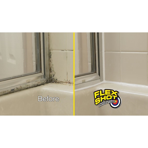 Flex Shot Flex Seal Family of Products Flex Shot White Rubber All Purpose Waterproof Sealant 8 oz - FSH8W-4