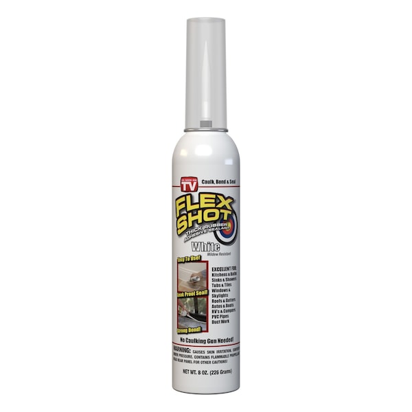 Flex Shot Flex Seal Family of Products Flex Shot White Rubber All Purpose Waterproof Sealant 8 oz - FSH8W-4