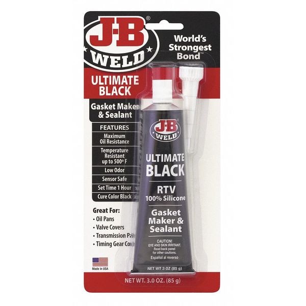 J-B Weld Silicone, 3 oz, Tube, Black, Silicone Base, Not Applicable - 32329