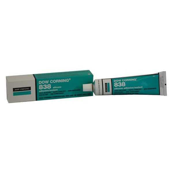 Dowsil Silicone Adhesive Sealant, 3 oz, Tube, White, Silicone Base, 838 - 2353547